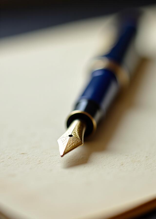 Premium fountain pen on a leather journal